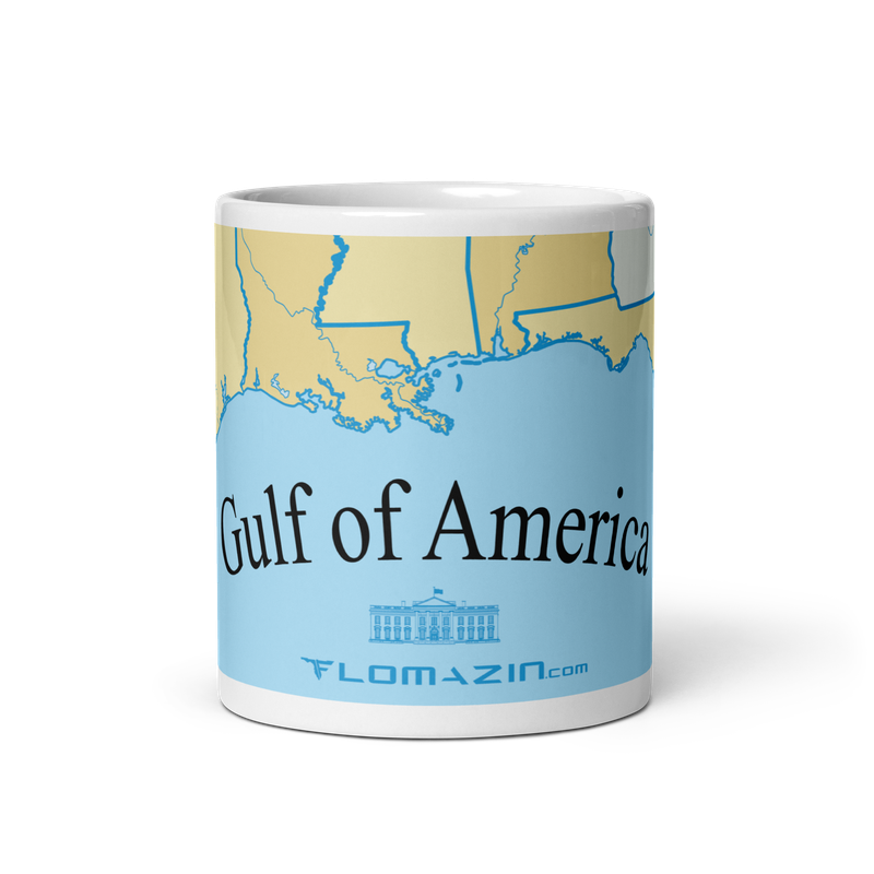 GULF OF AMERICA White glossy mug