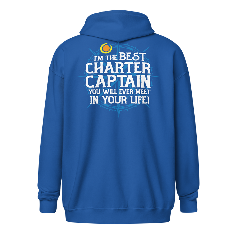 I&#39;M THE BEST CHARTER CAPTAIN Funny Fishing Unisex Heavy Blend Zip Hoodie