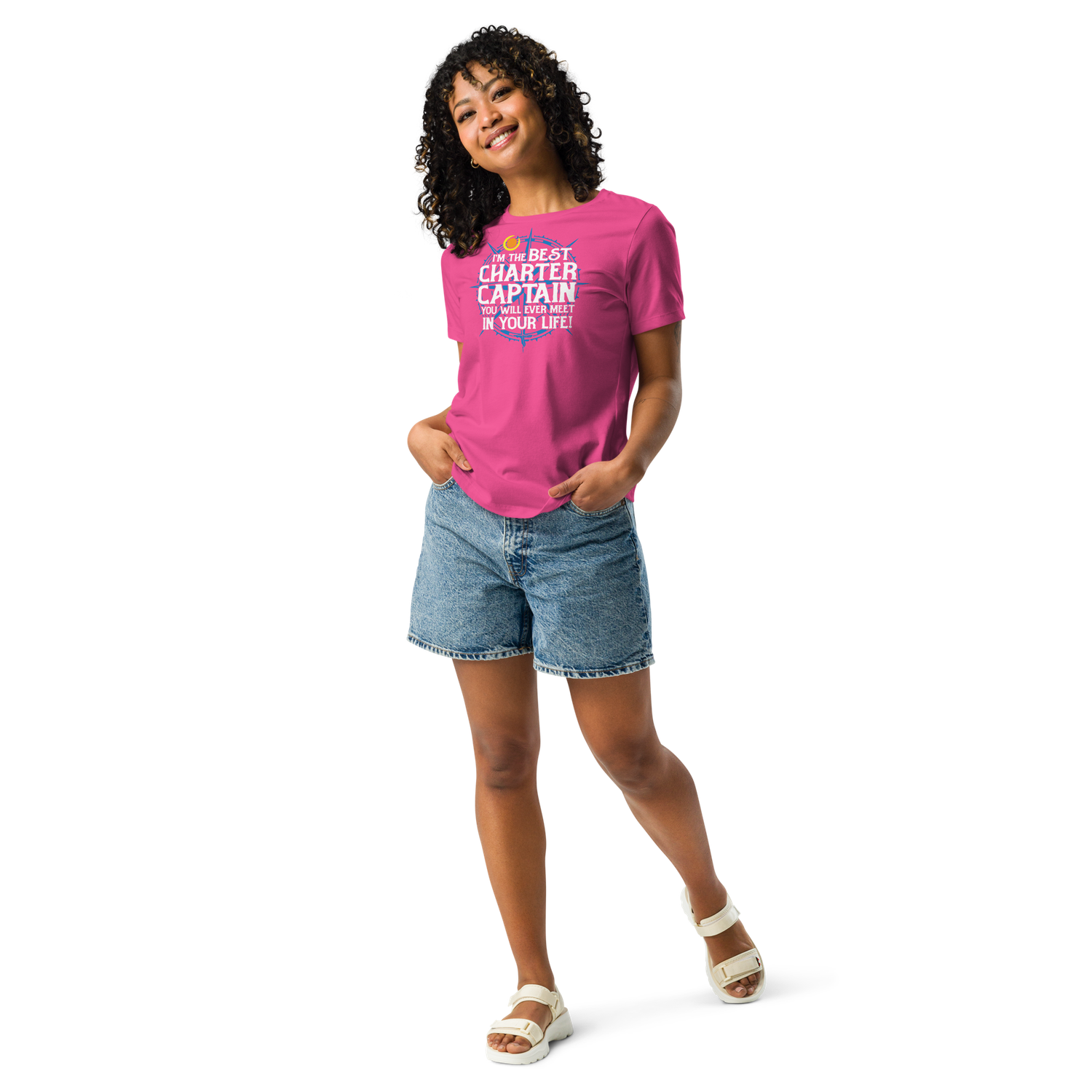I&#39;M THE BEST CHARTER CAPTAIN Funny Fishing Premium Women&#39;s Relaxed T-Shirt