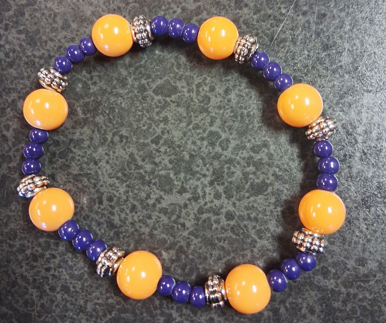 The Midnight Orange Bloom&quot; Men&#39;s Beaded Bracelet by SHYNAI
