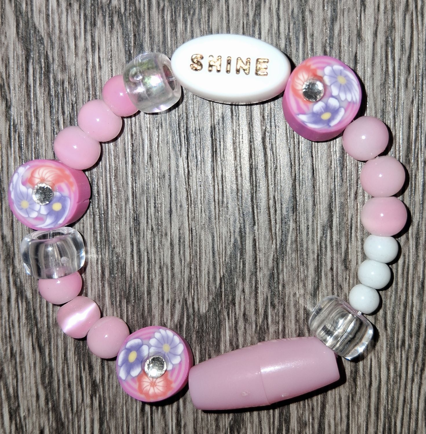 &quot;The Pink Shining Flower&quot; Kids&#39; Beaded Bracelet by SHYNAI
