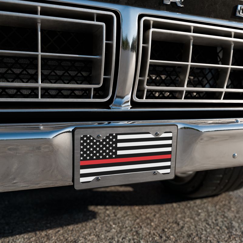 FIRE FIGHTER THIN RED LINE FLAG Vanity License Plate