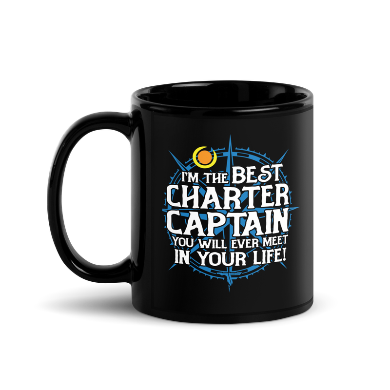 I'M THE BEST CHARTER CAPTAIN Funny Fishing Black Glossy Mug
