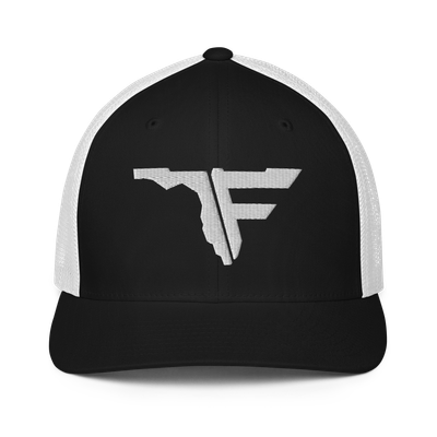 FLOMAZIN WHITE LOGO Closed-Back Trucker Cap