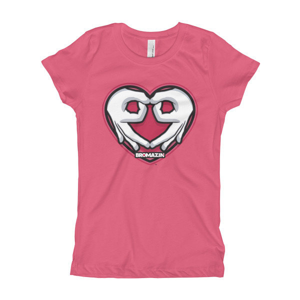BROMAZIN VALENTINE HEART HANDS Girl's T-Shirt - Multiple Colors