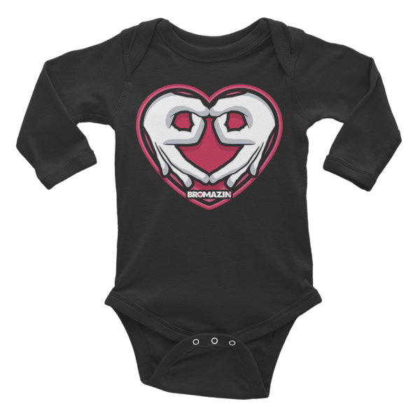BROMAZIN VALENTINE HEART HANDS Infant Long Sleeve Bodysuit - Multiple Colors