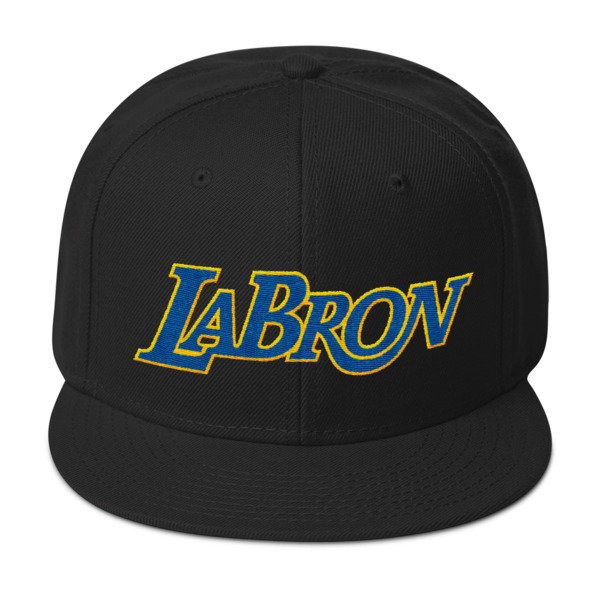 LABron Snapback White and Black Hat Blue and Gold Logo