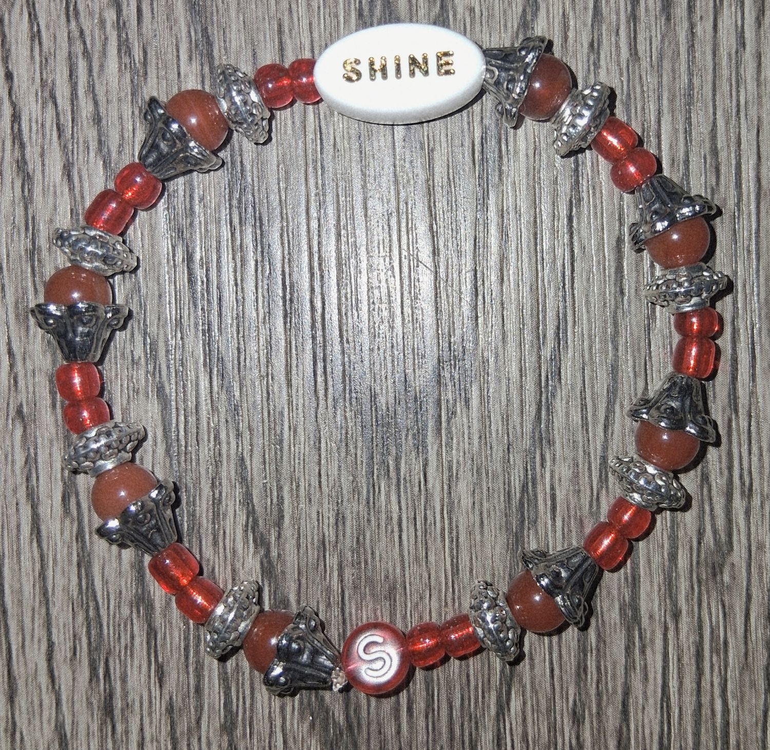 "The Shining Red of Silver "Mens' Beaded Bracelet by SHYNAI