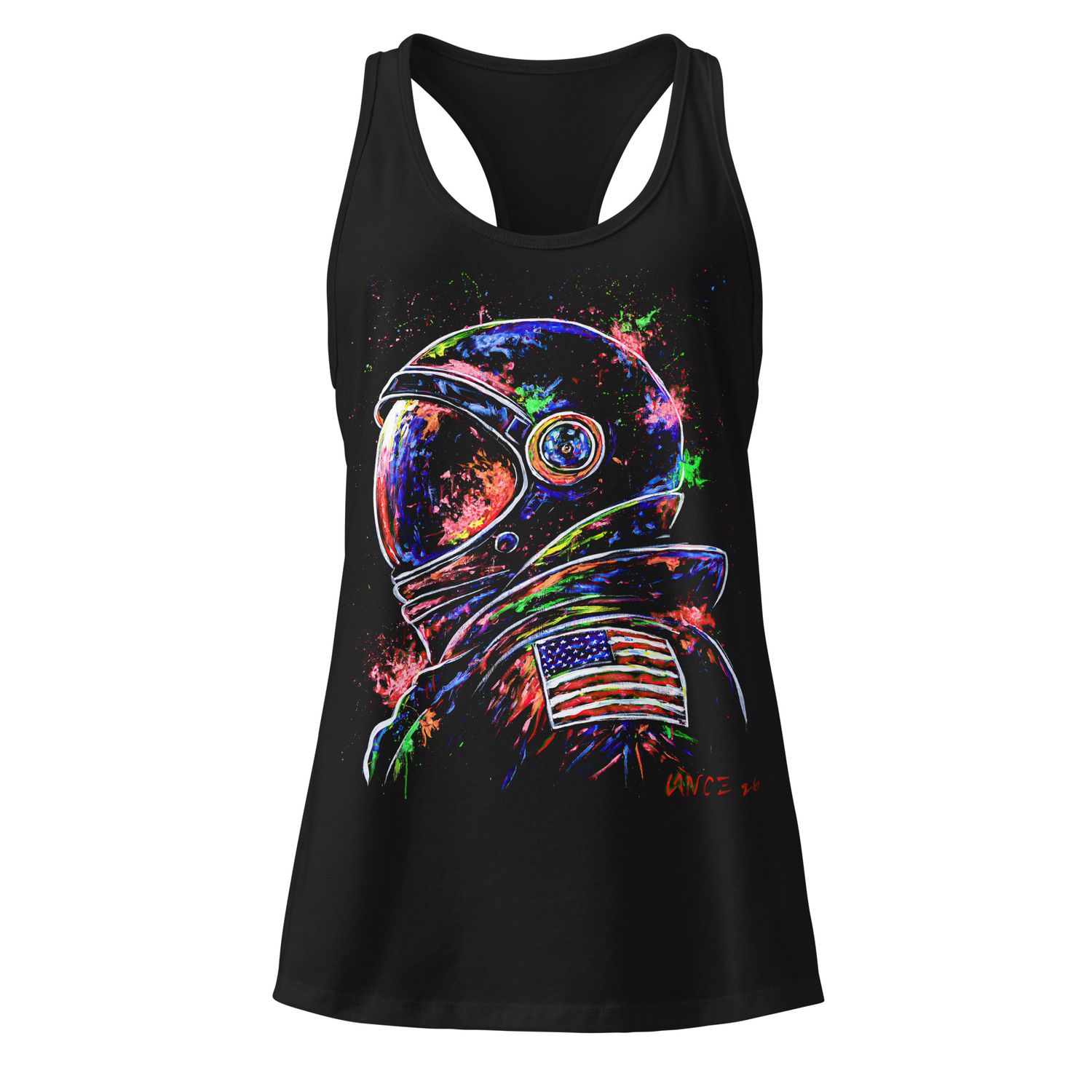Drawn by Lance ASTRONAUT Premium Women’s Fitted Racerback Tank Top