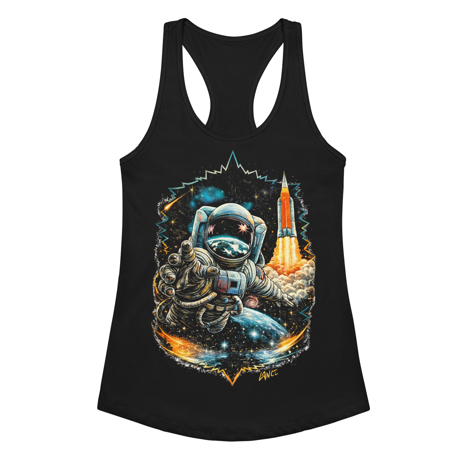 Drawn by Lance ARTEMIS Premium  Women’s Fitted Racerback Tank Top