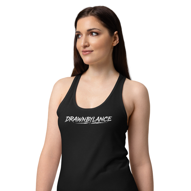Drawn by Lance EAGLE US FLAG LOGO Premium Women’s Fitted Racerback Tank Top