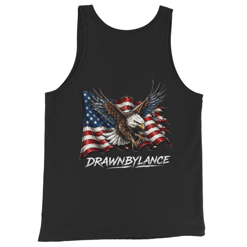Drawn by Lance EAGLE US FLAG LOGO Premium Men's Tank Top