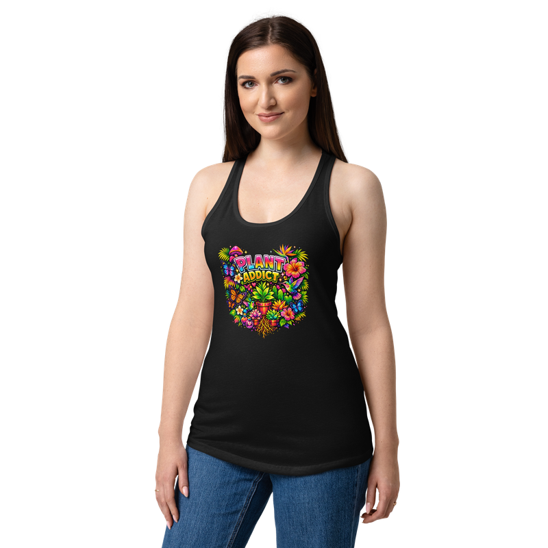 PLANT ADDICT Premium Women’s Fitted Racerback Tank Top