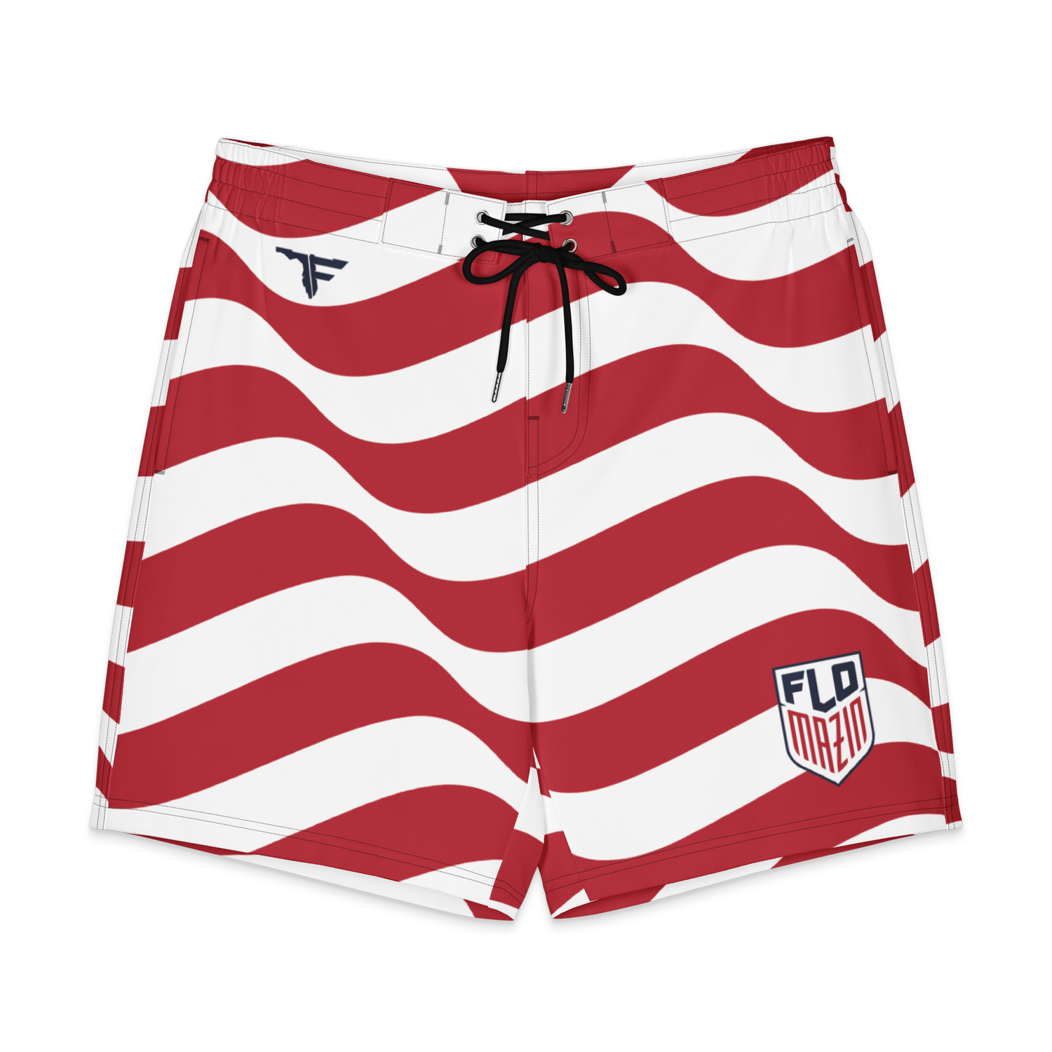 FLOMAZIN USAMAZIN FREEDOM WAVE Patriotic Men's Board Shorts (Blue Pocket)