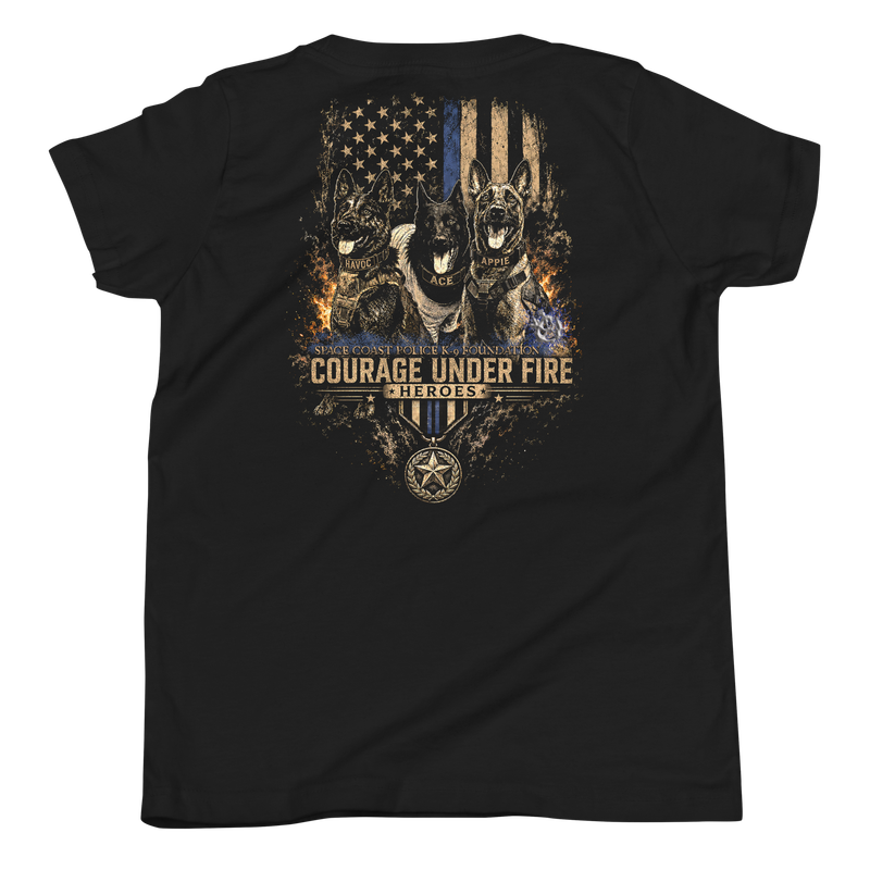 Space Coast Police K-9 Foundation Courage Under Fire Premium Youth Short Sleeve T-Shirt