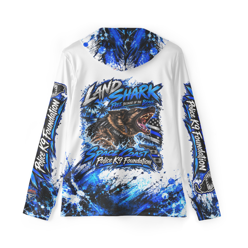 Space Coast Police K-9 Foundation - Land Shark Free because of the Brave - Sports Warmup Hoodie