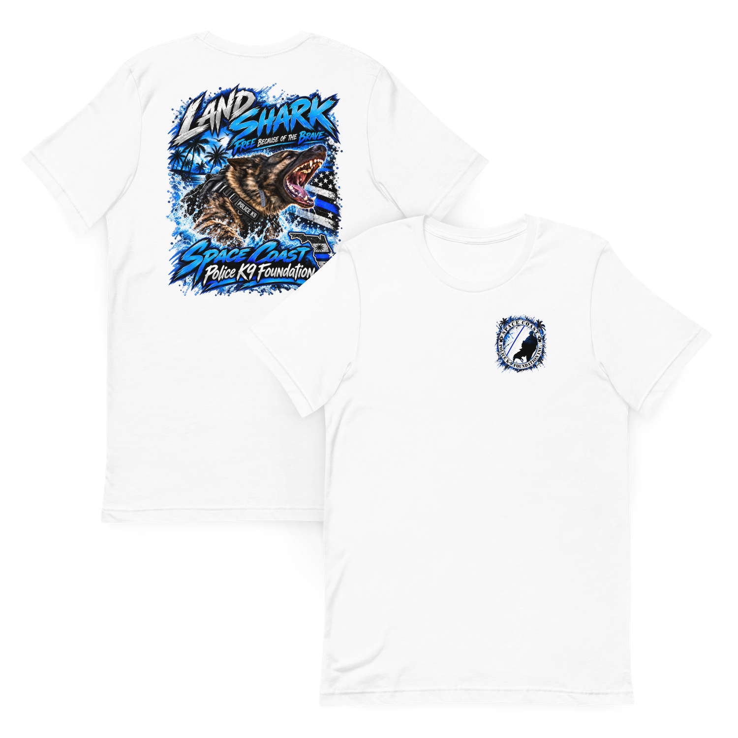 Space Coast Police K-9 Foundation - Land Shark Free because of the Brave - Premium Unisex T-Shirt