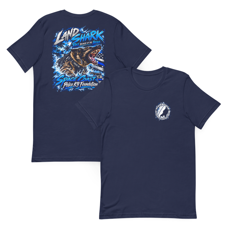 Space Coast Police K-9 Foundation - Land Shark Free because of the Brave - Premium Unisex T-Shirt