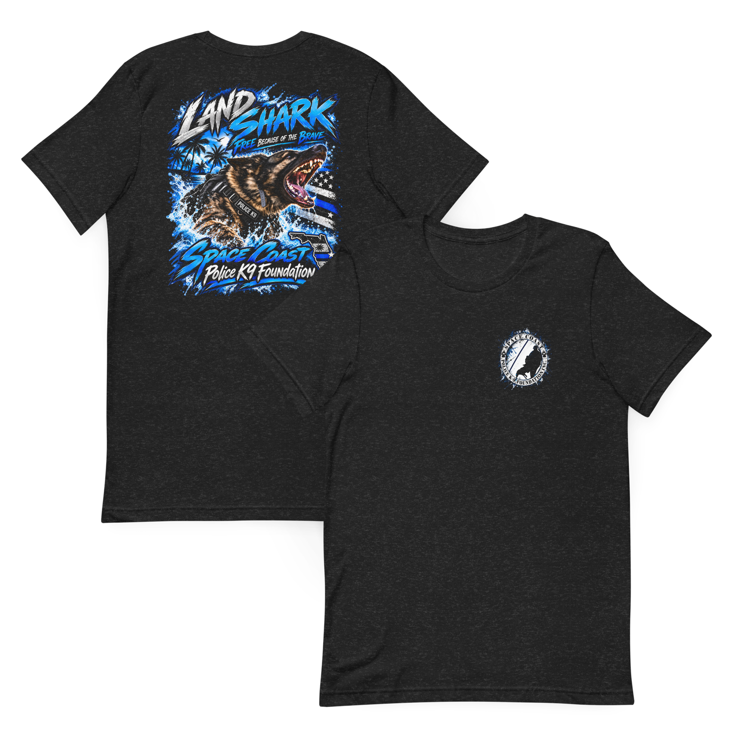 Space Coast Police K-9 Foundation - Land Shark Free because of the Brave - Premium Unisex T-Shirt