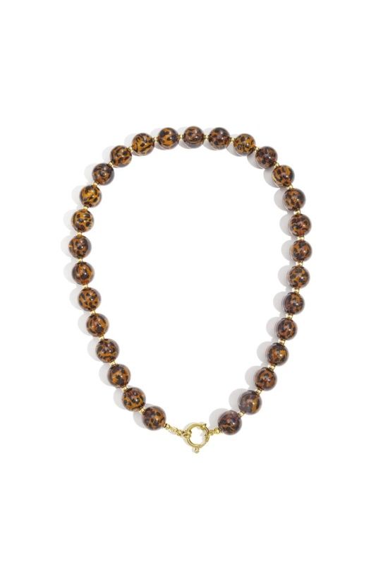 Kralenketting 14mm Leopard Brown