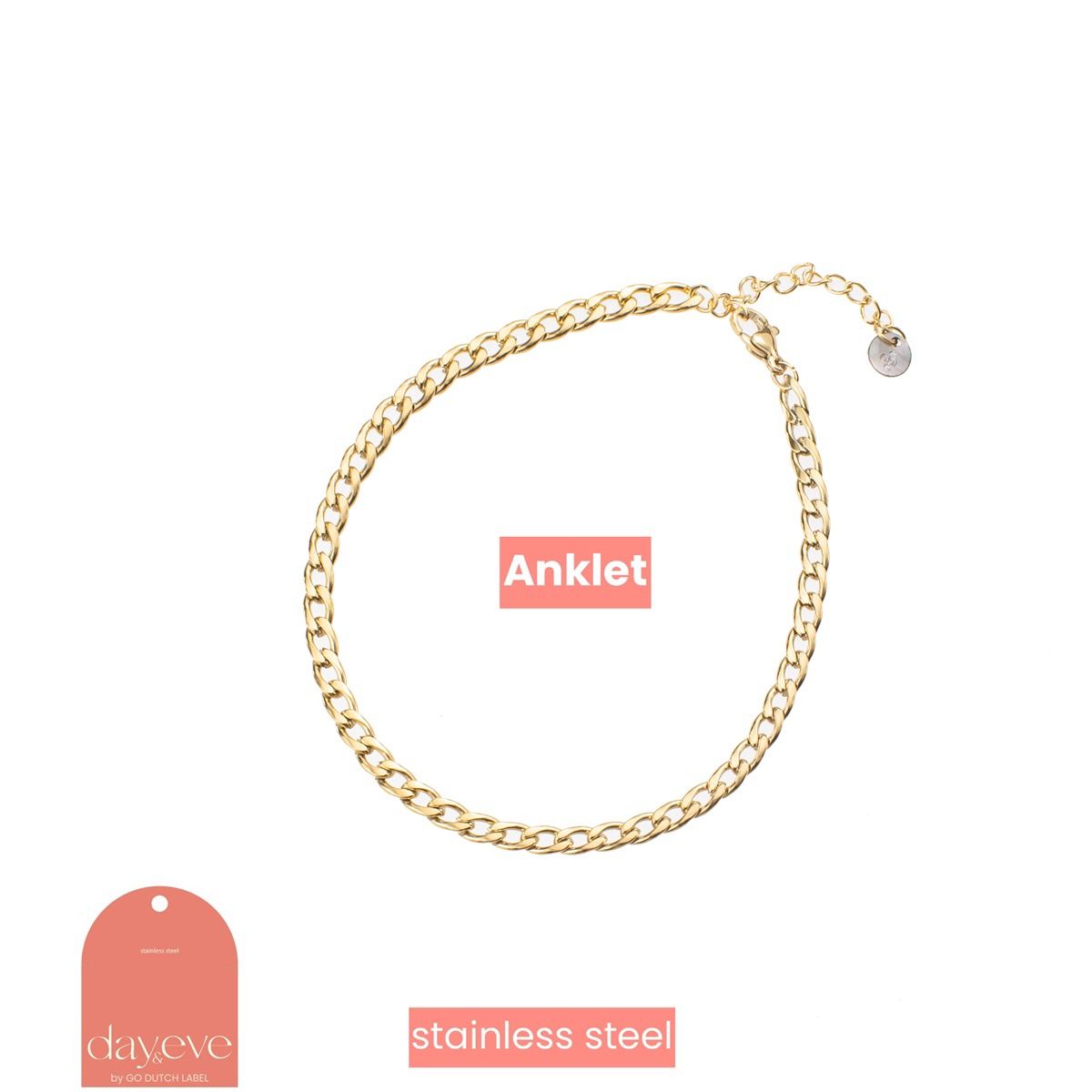 Enkelbandje Flat Round Link Gold