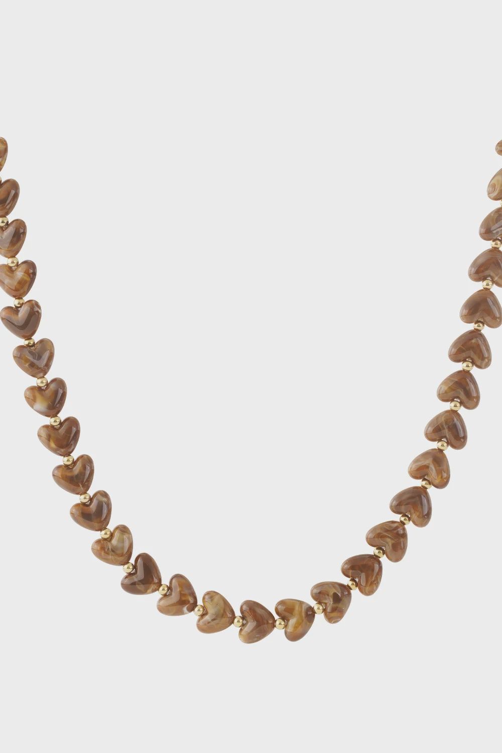 Hart Kralen Ketting Bruin