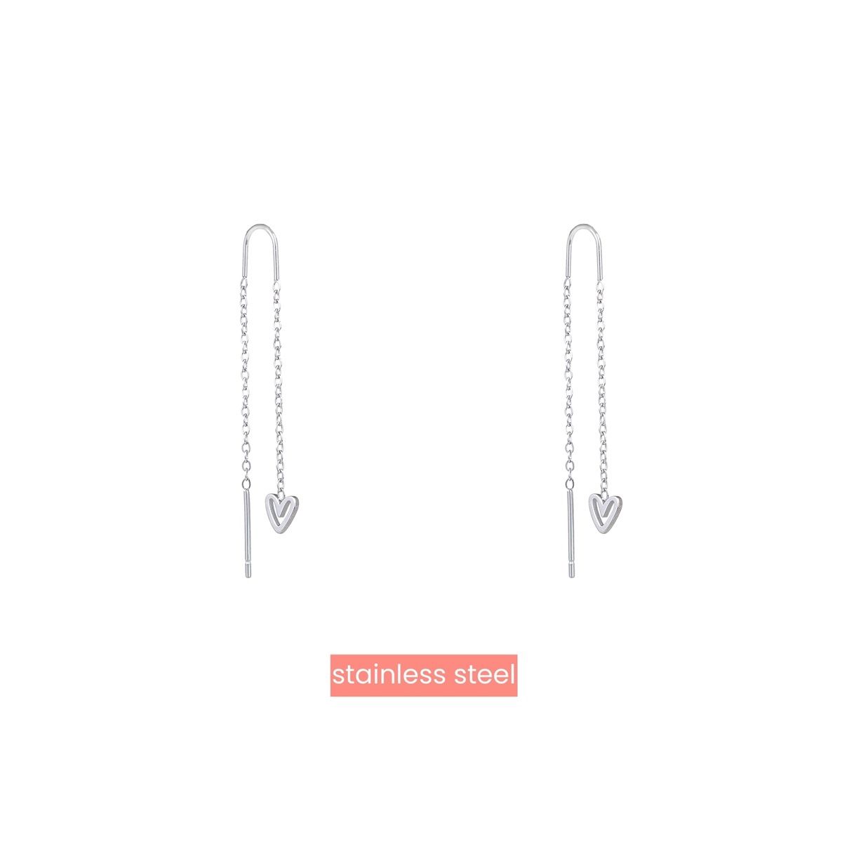 Oorbel Go Trough Heart - Silver