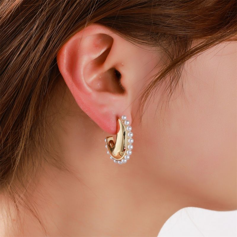 Oorbel Pearly Drop Gold