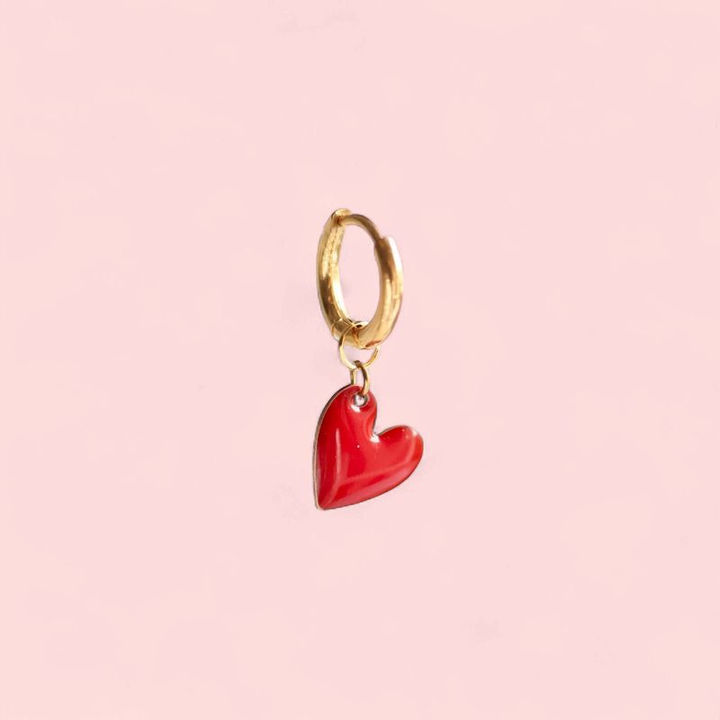 Mini Heart Oorbel Red