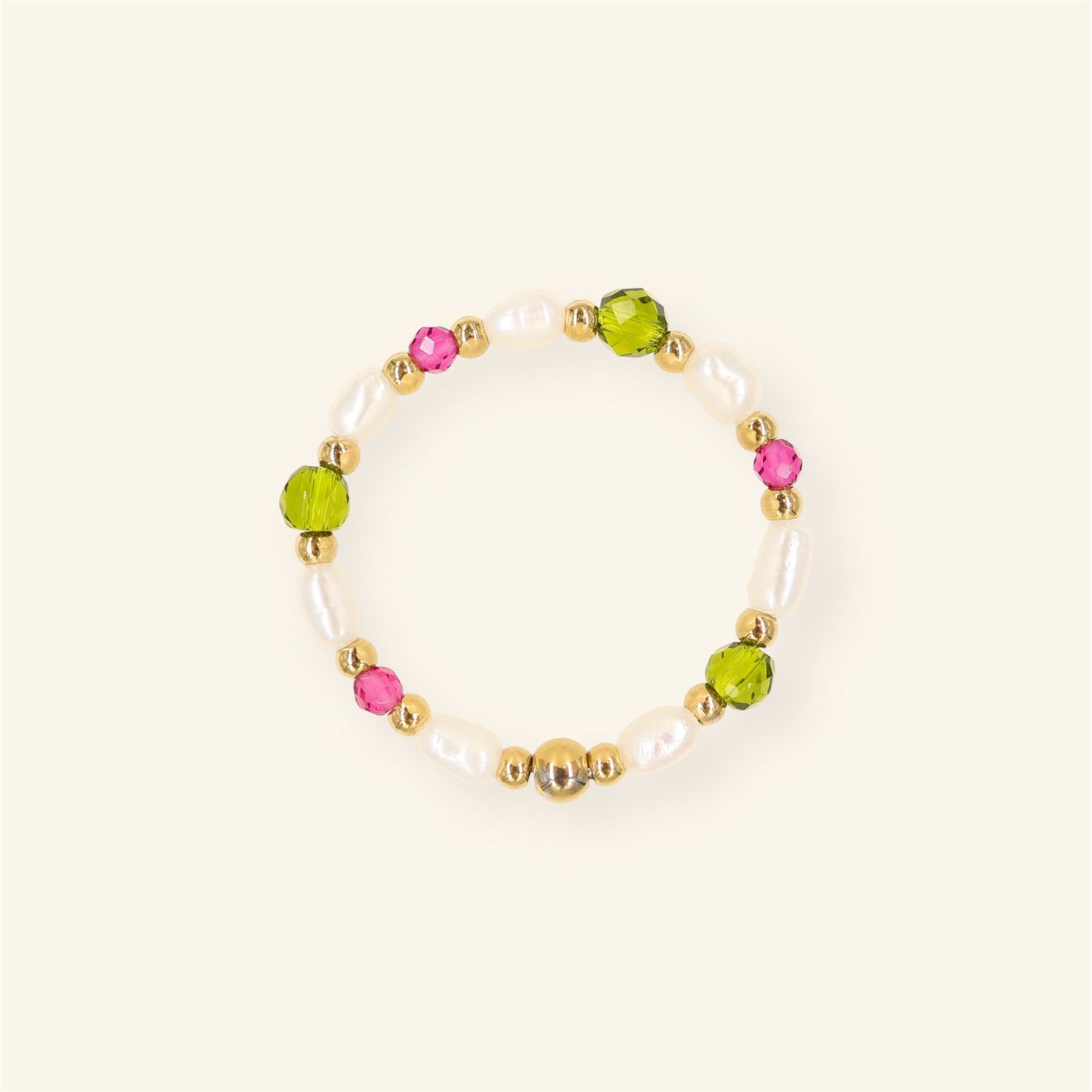 Pearl Facet Ring - Green