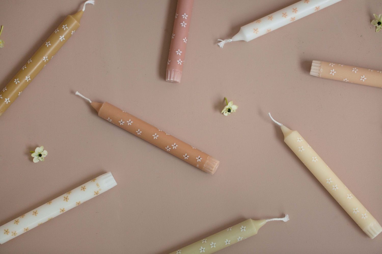 Dinerkaarsen Set Morning Flowers