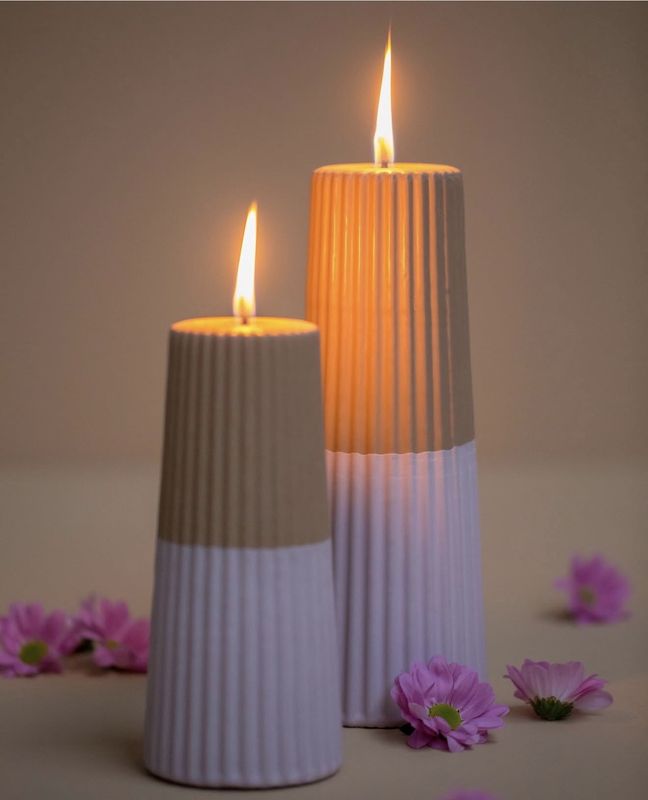 Outdoor Pilaar Kaars Medium - Pastel Pink