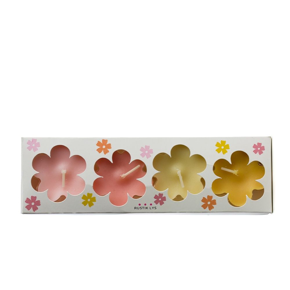 Set van 4 bloemetjes waxinelichtjes