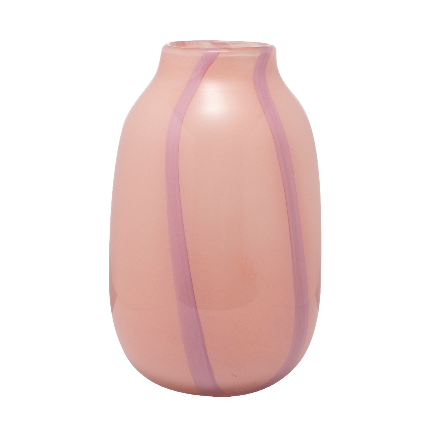 Vase Glass Stripes Pink