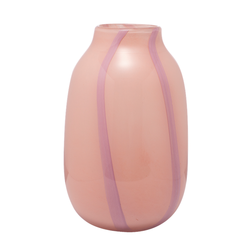Vase Glass Stripes Pink