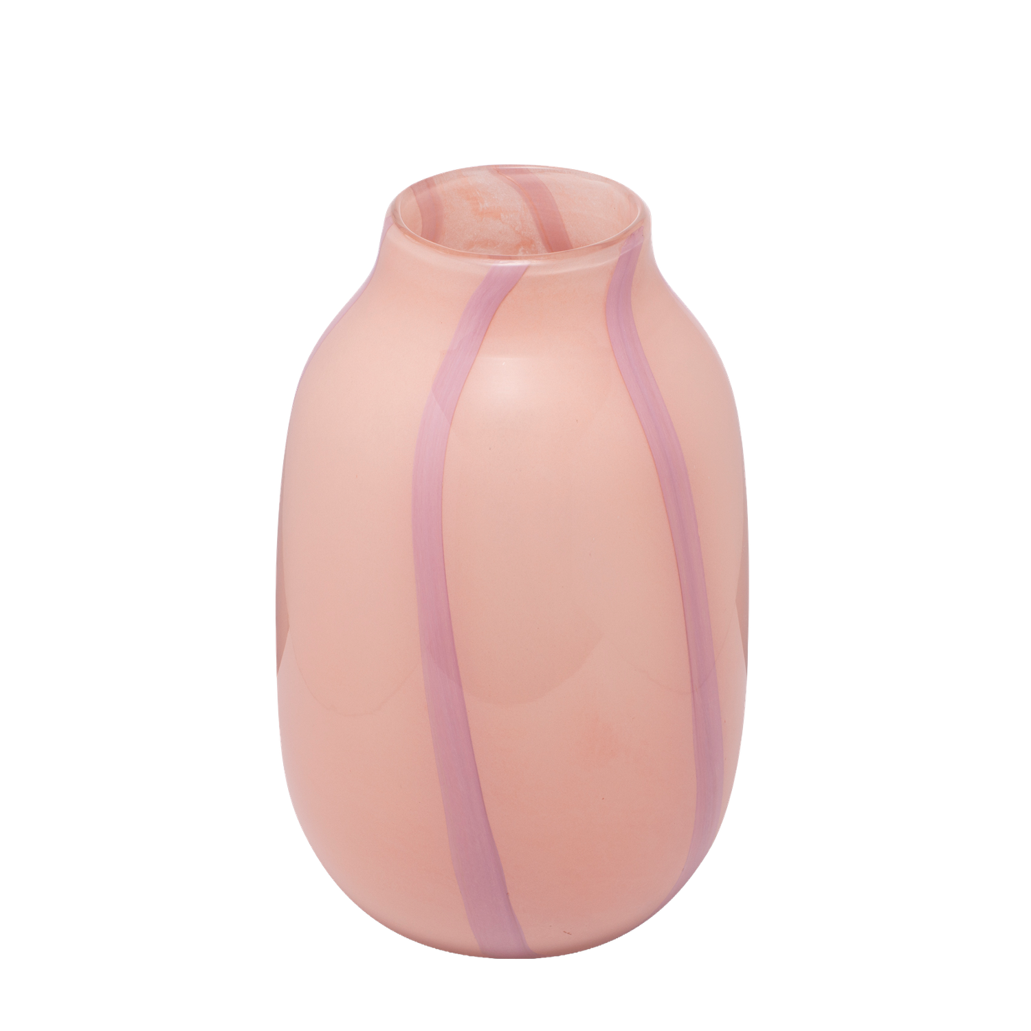 Vase Glass Stripes Pink