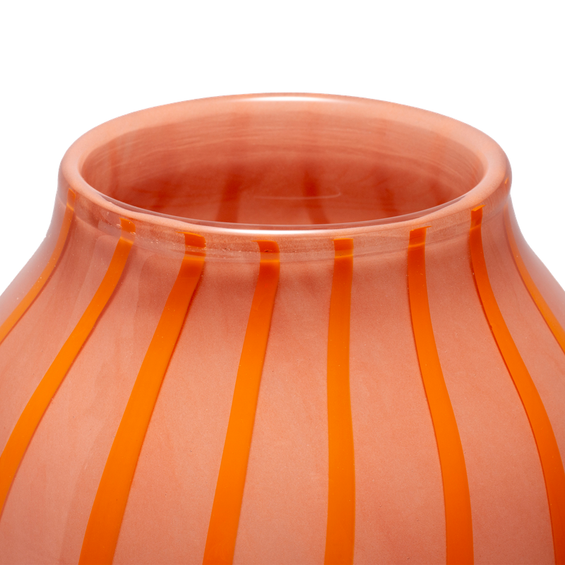 Vase Glass Stripes Orange