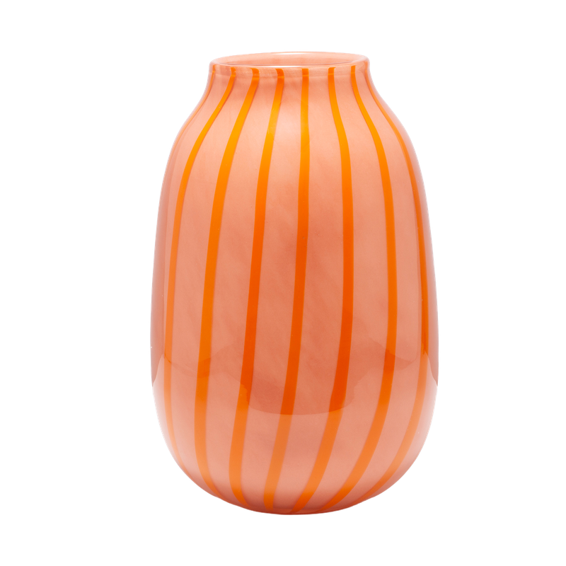 Vase Glass Stripes Orange