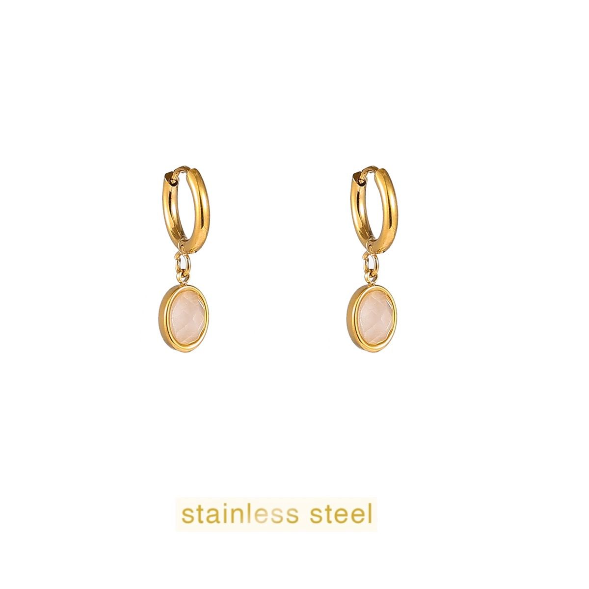 Small Stone Hoop - Gold / White