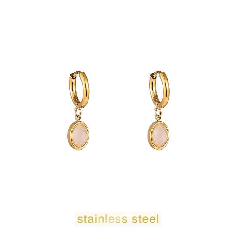 Small Stone Hoop - Gold / White