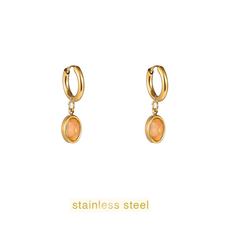 Small Stone Hoop - Gold / Peach