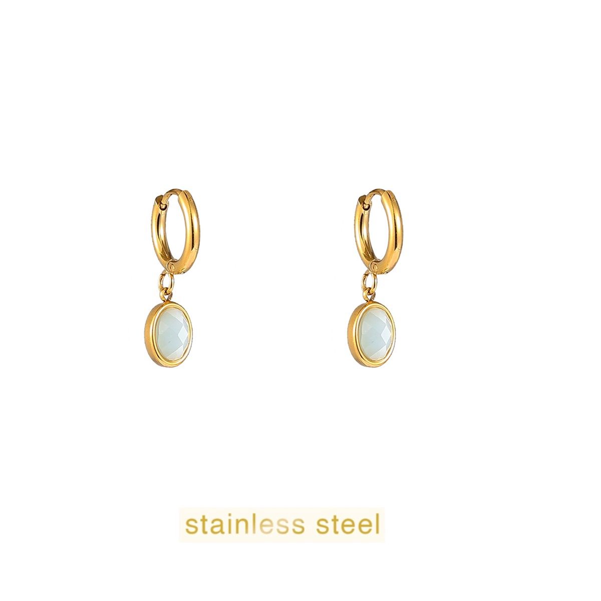 Small Stone Hoop - Gold / Blue