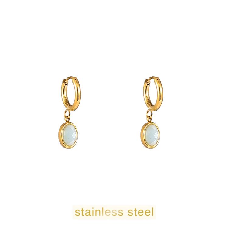 Small Stone Hoop - Gold / Blue