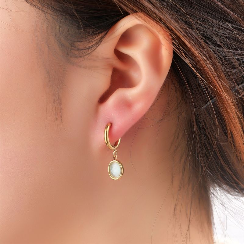 Small Stone Hoop - Gold / Blue