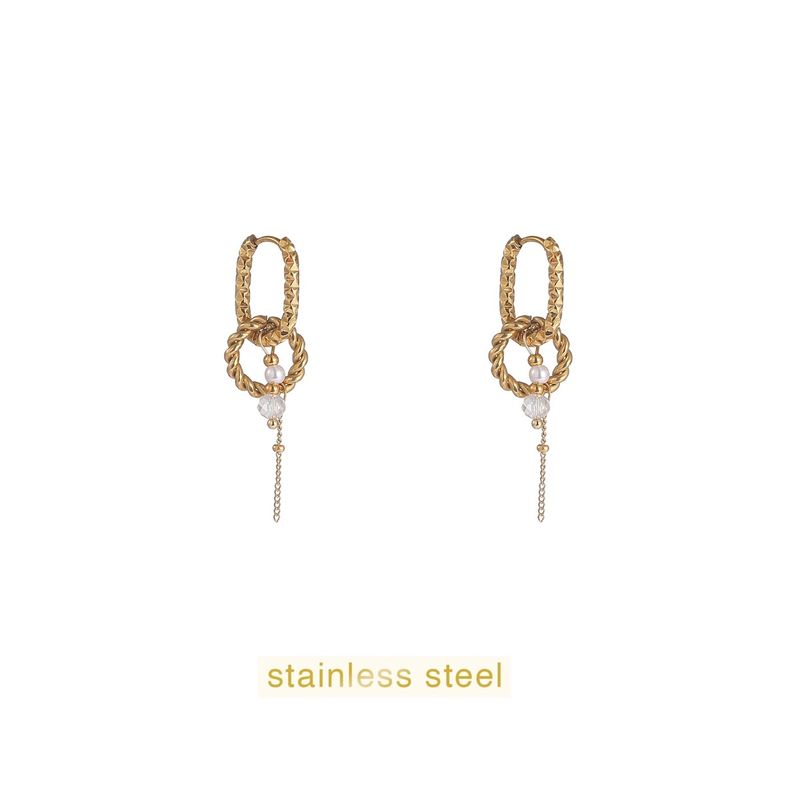 Round + Stone Hoop - Gold / Crystal