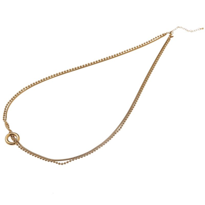 Long Round Pendant Necklace - Gold