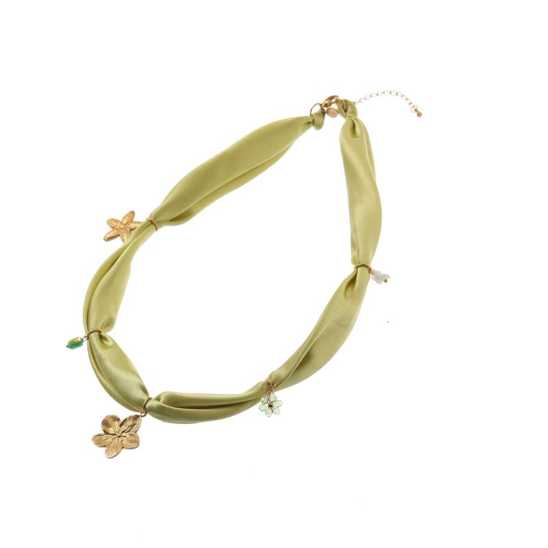 Satin Necklace - Green / Gold