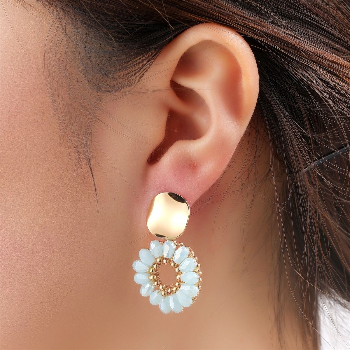 Round Stud Dangle - Sky Blue