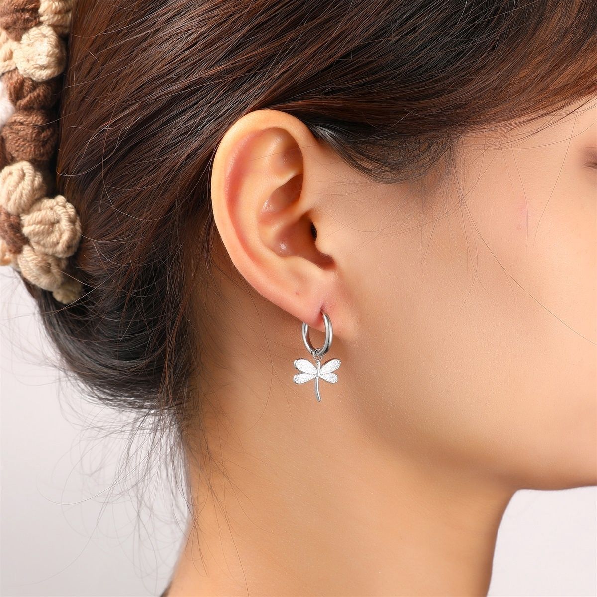 Dragonfly Hoop - Silver