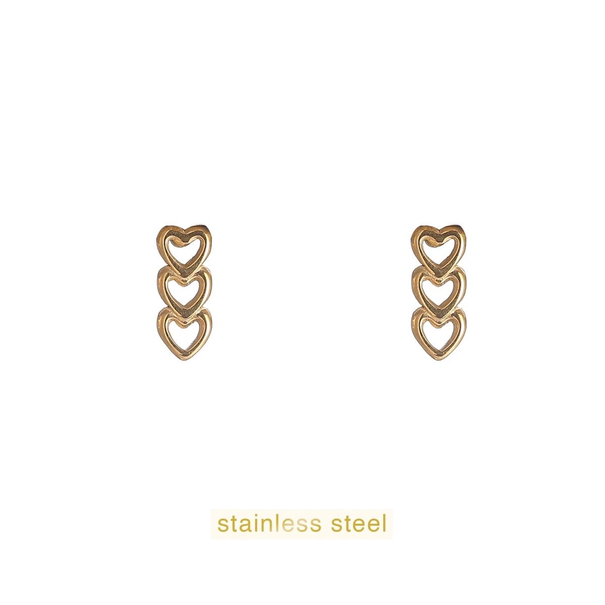 3 Hearts Stud - Gold